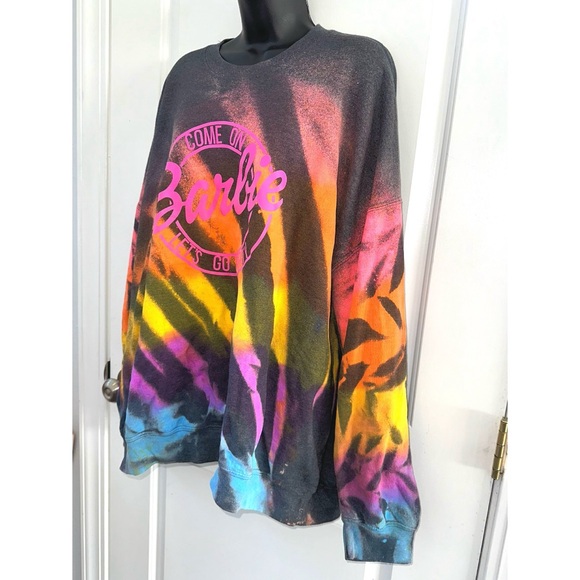 Barbie Bleached tie-dye sweatshirt with the text "COME ON Barbie LET'S GO PARTY" - Picture 2 of 5